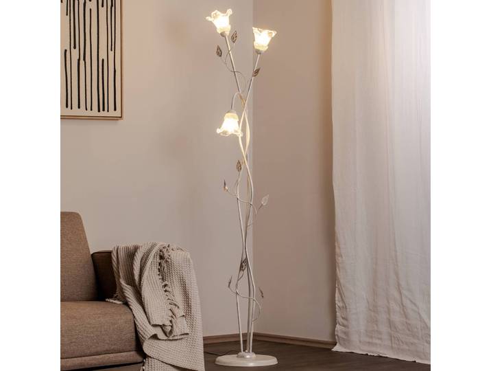 Stehlampe Lancia ONLI, weiß / opal, für Wohn- / Esszimmer, Metall, Florentiner, Stehlampe