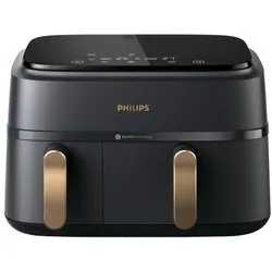 Philips Airfryer Dual Basket NA352/00, Fritteuse, Schwarz, Kupfer