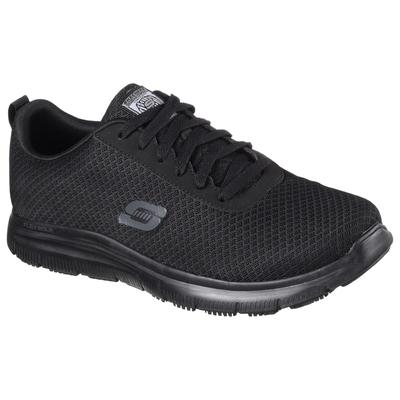 Berufsschuh SKECHERS Gr. 46, schwarz, 46, Lederimitat, Textil, Schuhe, Schnürschuh für Gastronomie,Pflege mit gepolsterter Innensohle
