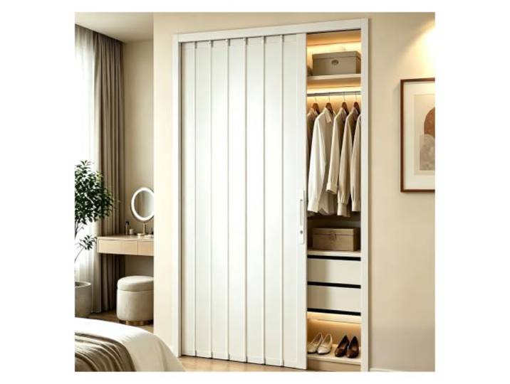 Falttür Flexible Falttür für Schrank Zimmer Zuhause Gewerbe Nutzung Aluminium Falttür Platzsparend ohne Bodenschiene Leicht zu Reinigen Maßanfertigung