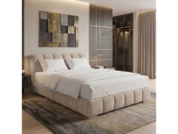 Boxspringbett mit Bettkasten 180 x 200cm Chenille Vinca Braun/Beige