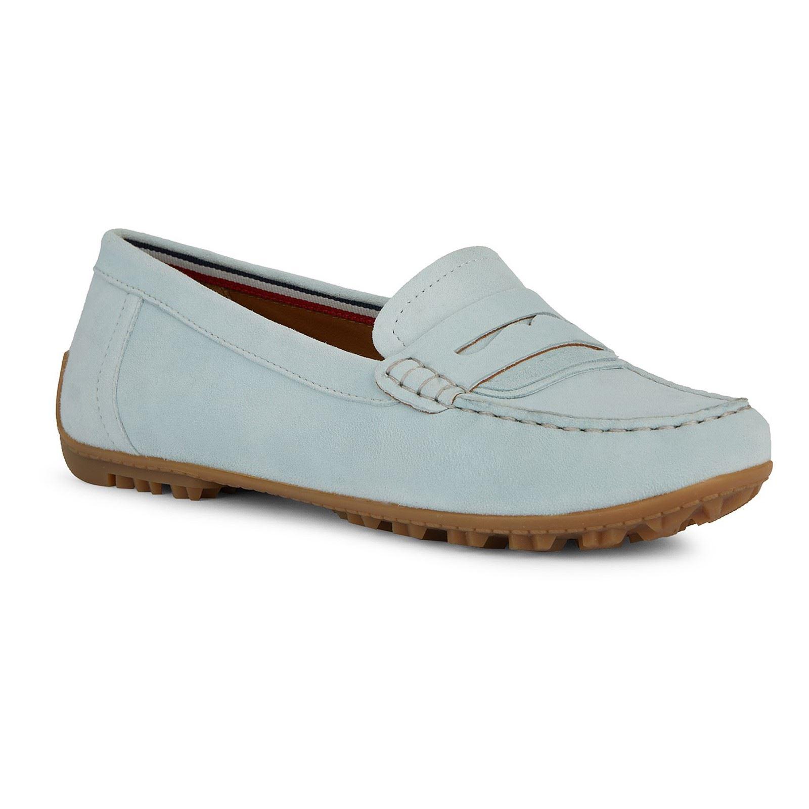 Geox D Kosmopolis Wildleder Damen Hellblau Mokassins Schuhe