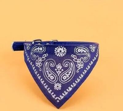 Uplift Essentials Adjustable Tri Bandana Pet Collar With PU Leather blue