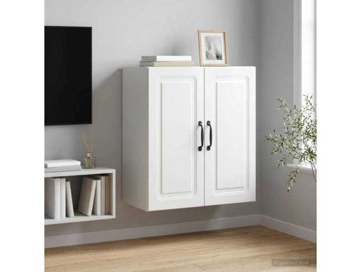 Wandschrank aus Holzwerkstoff Hochglanz Weiß mit verstellbaren Regalen Modernes Design, flexible Einlegeböden, vielseitig nutzbar, pflegeleichte Oberfläche, stabiles Holzmaterial