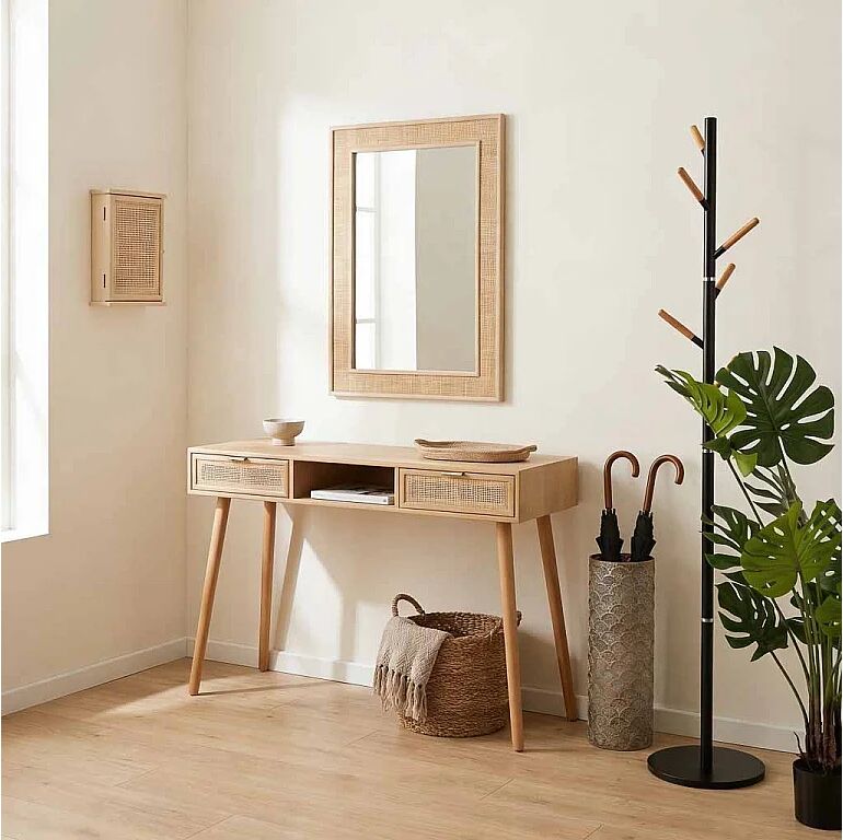 Wanderlust Recibidor de MDF y rejilla marrón 120x42x79