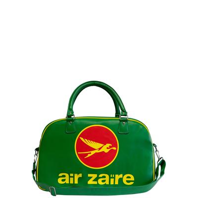 Schultertasche LOGOSHIRT "UmhängeAir Zaire - Airlines", Damen, Gr. B/H/T: 17cm x 30,5cm x 47cm, grün, Lederimitat, mehrfarbig, Taschen Schultertasche, mit Air Zaire Airlines-Frontdruck