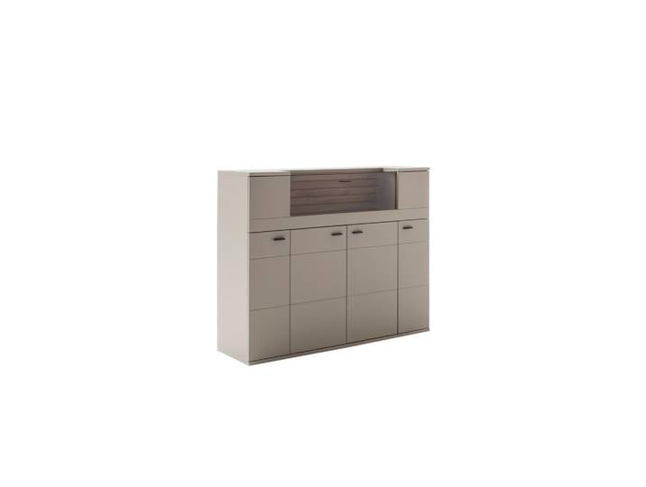 Livetastic Highboard, Basalt, 4 Fächer, 150x121x44 cm, Wohnzimmer, Kommoden & Sideboards, Highboards