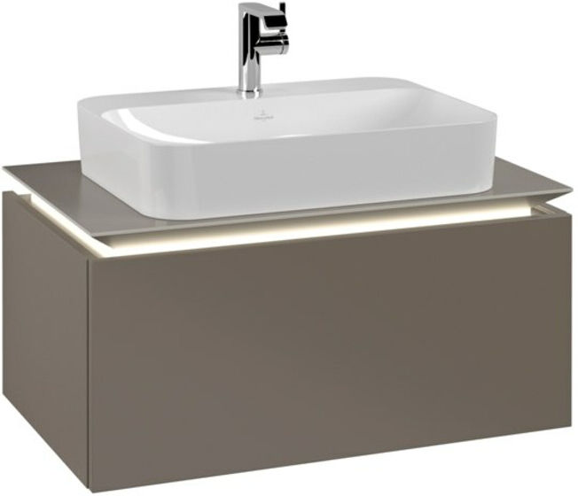 V&B; Meuble sous-lavabo Legato 80x38x50 cm, avec LED, Truffle Gr ; Villeroy & Boch (B753L0VG)