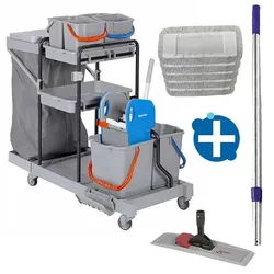 ReinigungsBerater Reinigungswagen Set 13-teilig inkl. Reinigungswagen, Teleskopstiel, Mophalter und Möppe