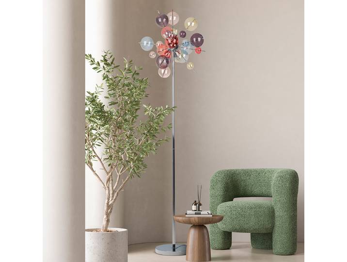 Stehleuchte Ø 51cm Multicolor/Silber Stahl, poliert Farbglas G9