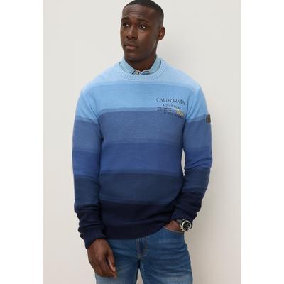 Strickpullover KANGAROOS, Herren, Gr. XL, blau, angeraute Sweatware;Strick, Obermaterial: 50% Baumwolle, 50% Polyacryl, regular fit normal, Rundhals, Rippbündchen, Pullover Strickpullover, mit Rundhalsausschnitt, Regular Fit, Farbverlauf, Langarm