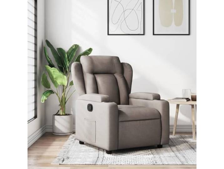 NLQMSU Sessel, neigbar, Taupe, Stoff mit Fußstütze, 135 Grad Leichtgängiger Handmechanismus, stabiler Metallholzrahmen, 110 kg, praktische Seitentasche, langlebiges atmungsaktives Gewebe