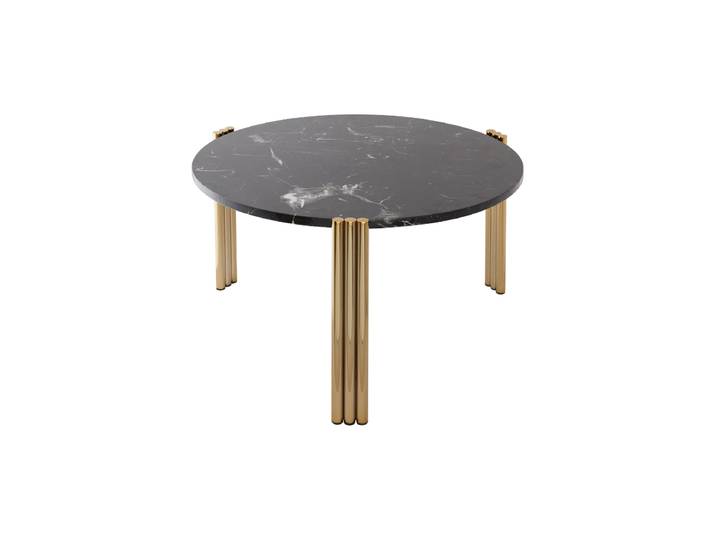 Marmor Design Beistell-/ Couchtisch „Tribus“ Gold/Schwarz Ø 60 x 35 cm AYTM