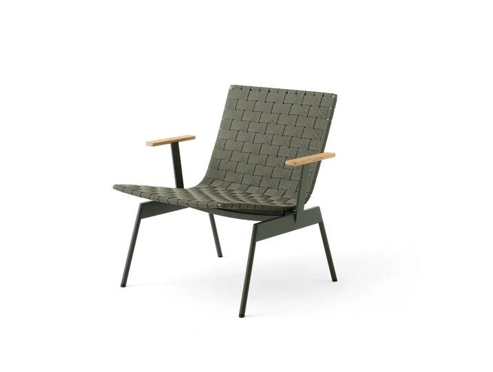 &Tradition Ville Outdoor AV45 lounge chair with armrests. Bronze green