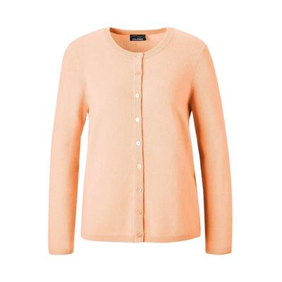Strickjacke GOLDNER "Eleganter Herbstcardigan mit Rundhals", Damen, Gr. 48, orange (pfirsich), Obermaterial: 100% Kaschmir WS., eng normales Bündchen, Strickjacken Strickjacke, Ohne