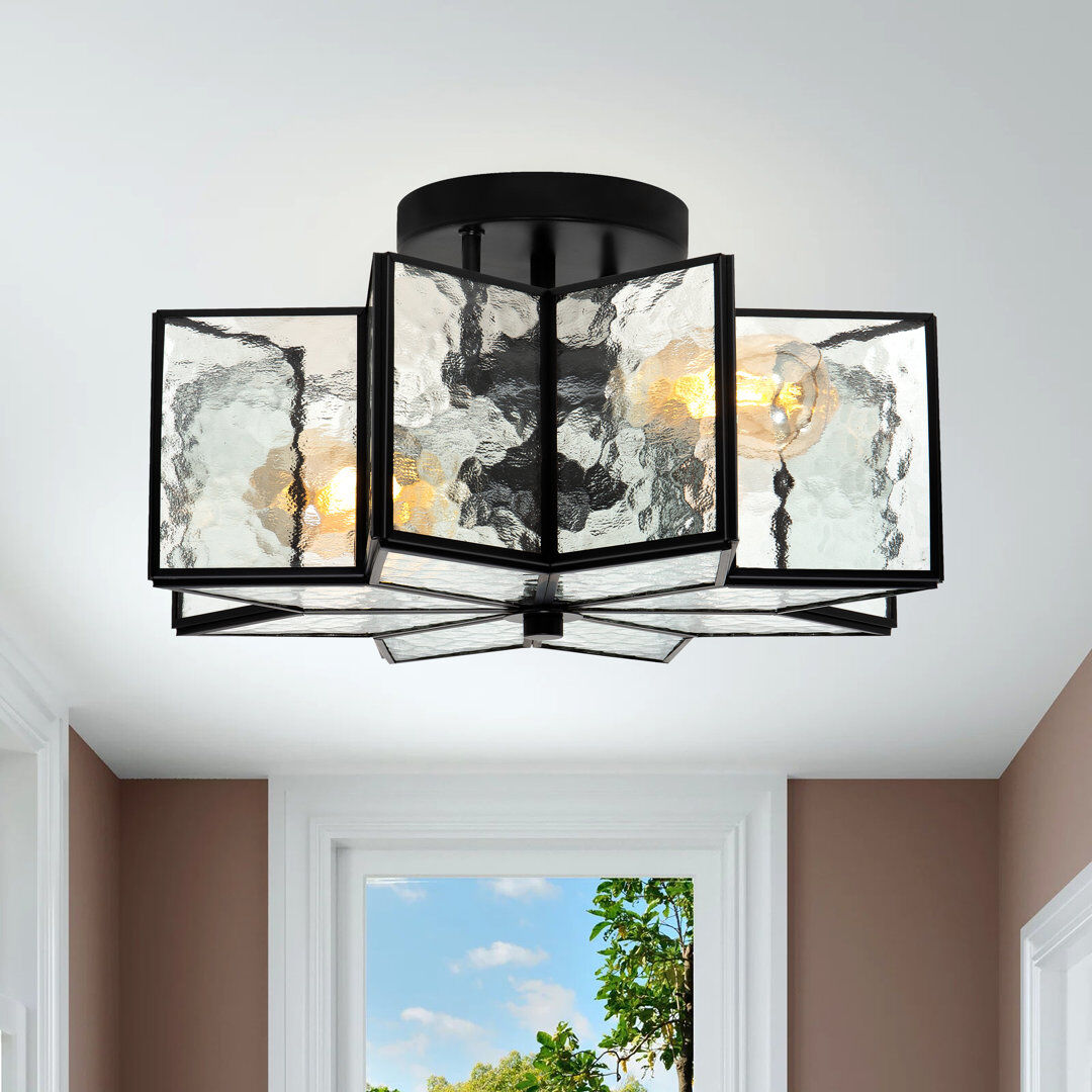 Ivy Bronx 2 - Light 41cm Unique/Statement Star Semi Flush Mount Light Black