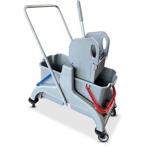 Böttcher-AG Reinigungswagen ECO, Doppelfahrwagen, mit Presse & 2 Eimern 18 Liter