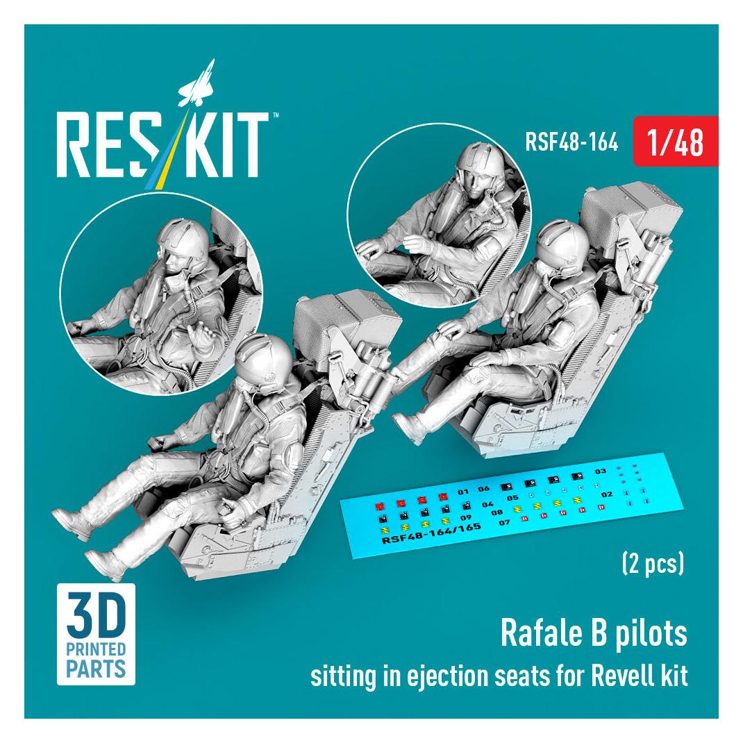 ResKit Rafale B pilots sitting in ejection seats for Revell kit (2 pcs) (3D Printed) (RSF48-0164)