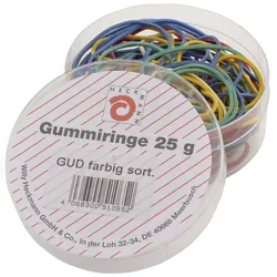Wihedü 510.065 Gummiringe - farbig sortiert, Dose mit 25g