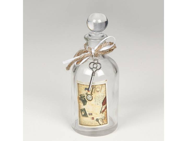 Dekoobjekt AMBIENTE HAUS Parfüm-Flasche - rund , beige (natur), B:7cm H:17cm T:7cm, Glas, Dekofiguren, Dekoobjekt