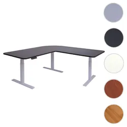 Eck-Schreibtisch HWC-D40, Computertisch elektrisch höhenverstellbar 178x178cm 84kg MVG ~ schwarz, grau