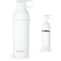 Berger Edelstahl Trinkflasche mit 2-in-1 Deckel 550 ml - weiß matt
