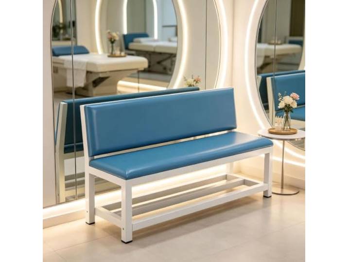 Gepolsterte Sitzbank aus PU-Leder für Büro Empfangs- und Wartebereiche Gästestuhl für Büros, Empfangsbereiche, Hotels, Friseursalons, Banken und Schulungszentren(Blue,80cm/31.5in)