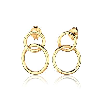 Paar Ohrhänger ELLI "Ohrringe Kreis Geo Basic Minimal Layer 925 Silber" Gr. 28, gold, Ohrringe, Damen, 28, ohne Stein, Silber 925 (Sterlingsilber)