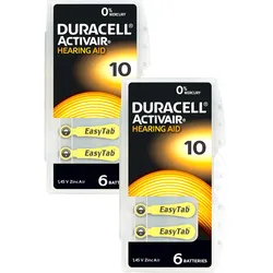 Hörgeräte-Batterien ZA 10, 1.45 V, 90 mAh, 2x 6er-Sparpack: Optimaler Klang & Komfort – Hohe Qualität & Ausdauer
