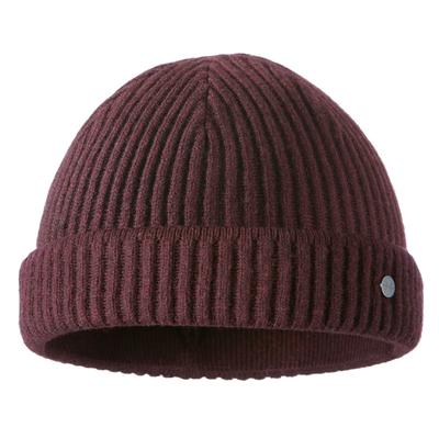 Strickmütze PEARLWOOD "MIKA", Herren, braun (wine), Rippstrick, Materialmix, unifarben, Mützen Strickmütze, Rippstrick, sportive Passform, Temperaturregulierend, Wollanteil