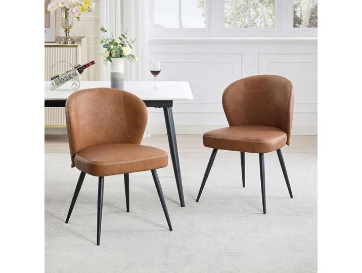 2 X Chaise salle a manger Chaises de cuisine modernes en cuir MARRON