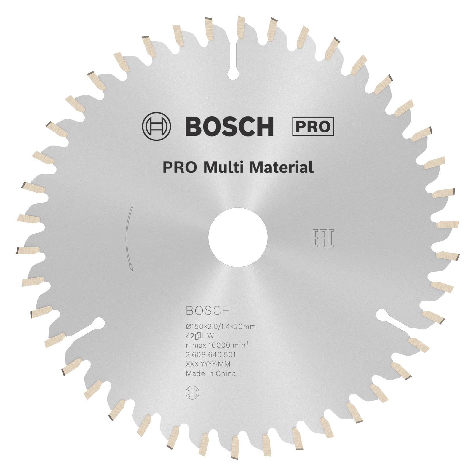 Bosch Professional Zubehör PRO Multi Material Kreissägeblatt, 150 x 2 x 20 mm (2608640501)