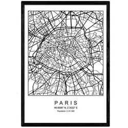 POSTER Paris Nordic Style A4 Schwarzer Rahmen