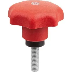 STERNGRIFF MIT SICHERHEITSFUNKTION GR.3 D=M08X30 D1=50, THERMOPLAST ROT RAL3020, KOMP:STAHL