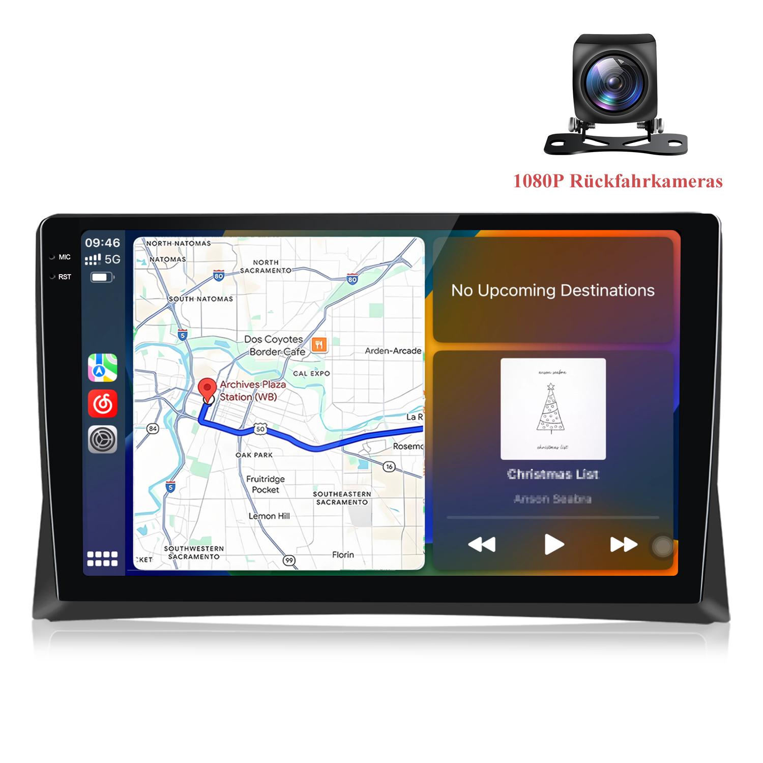 Autoradio Rückfahrkamera für VW Multivan T5 2008-2015 Navigation 9,5 Zoll GPS 8GB+256GB Android CarPlay Android Auto 4G LTE DSP