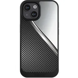 Nivocase Hülle für Apple iPhone 15 Handyhülle NIVOcore Case Schwarz Carbon Metall Stahl (Apple iPhone 15), Smartphone Hülle, Schwarz