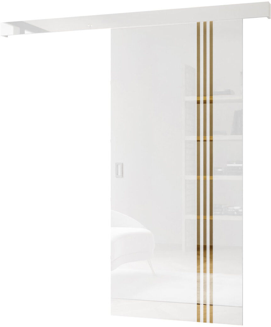 Latitude Run Deanna Sliding Door High Gloss White 204cm W X 205cm H