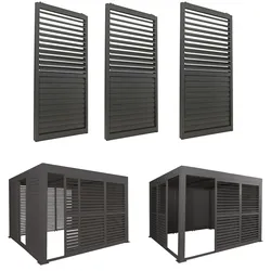 3er-Set Aluminium Schiebetür für Pergola MCW-L46, Terrassenüberdachung, Lamellenpaneel Modul, 206x272cm ~ anthrazit