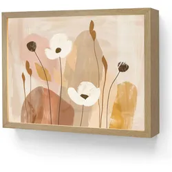 WANDLEUCHTE MIT AKKU Blumen - Abstrakt - Beige - Strichzeichnung LED 40x30 cm Wandlampe