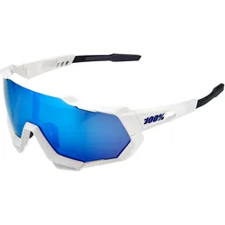 100%, Unisex, Sportbrille, Brille Speetrap Matte (Matte Weiss, weiss matt-blau, HiPer blue, HiPer blue multilayer mirror), Weiss