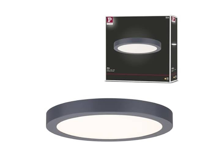 Paulmann 70986 Panneau LED Abia 300mm blanc chaud rond incl. 1x22 watt gris foncé dépoli Plafonnier matière plastique 2700 K