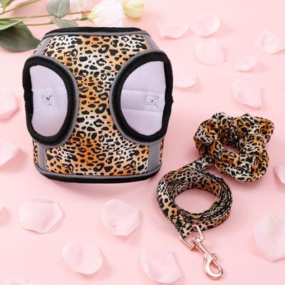 Inspired Finds Winter Warm Small Pet Harness & Leash Set With Soft Adjustable Vest leopard Print m