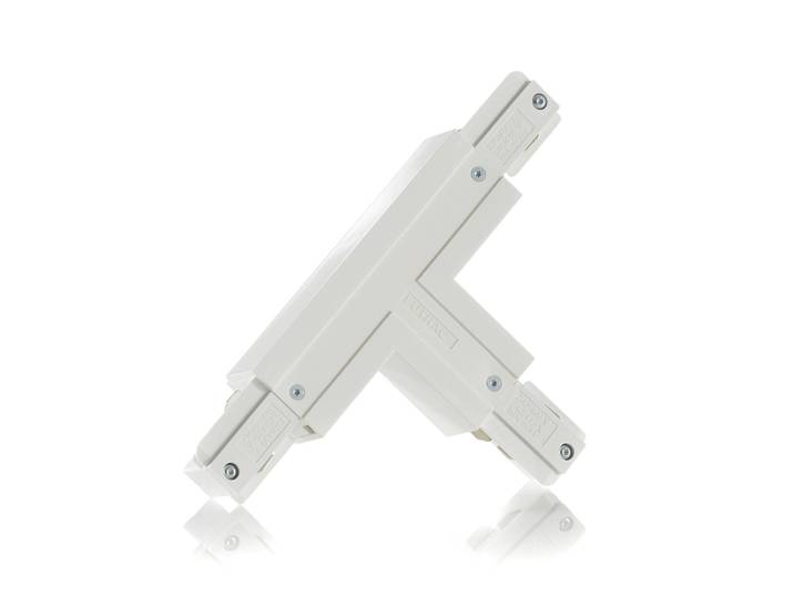 Eutrac T-Verbinder Erde innen rechts, weiß 3-Phasen, weiß / opal, Stromschienenstrahler