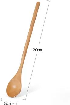 KitchenNation Wooden Tea Spoon Set, Long Coffee Spoons, Small Teaspoon For Honey, Dessert Stirring, Elegant Tableware 1