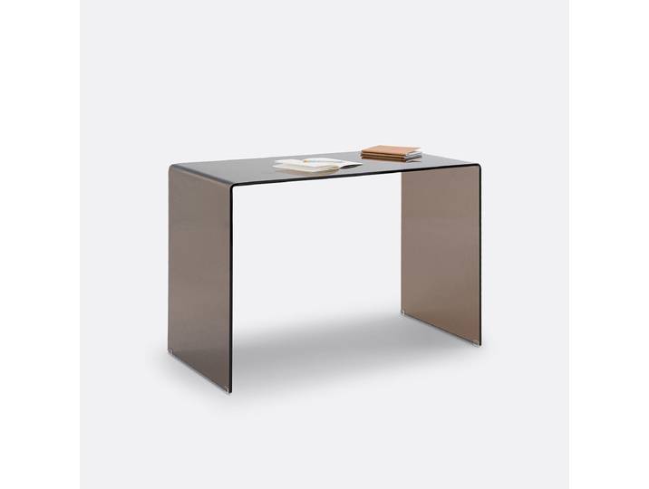 LA REDOUTE Bureau console en verre trempé, Joan Marron Verre Fumé