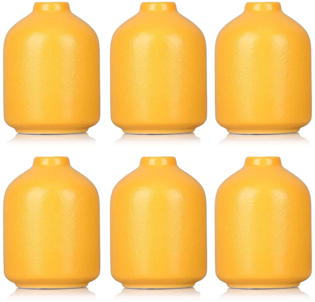 Set van 6 elegante gele knopvazen voor decoratie en bloemstukken