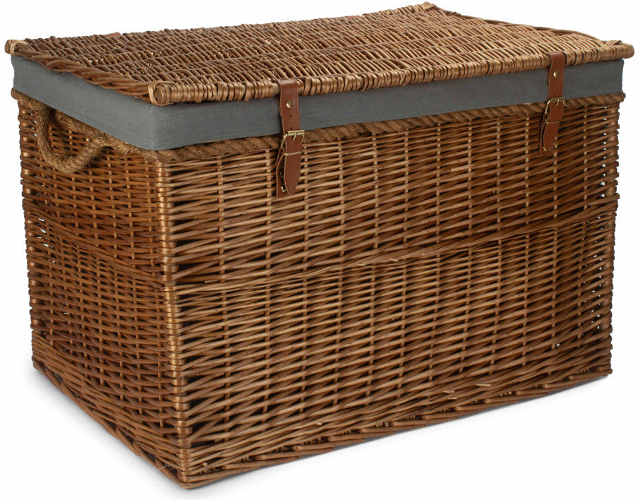 Fleur De Lis Living Fleur De Lis Wicker Storage Hamper Basket with Lining Light Steamed/GreyLining 187.5L