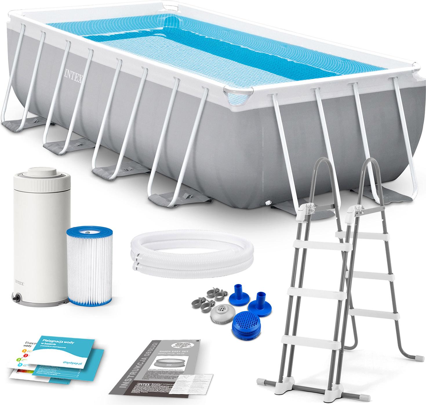 Intex 26790NP, Gerahmter Pool, Kind & Erwachsener, Leiter, Grau, 88,1 kg