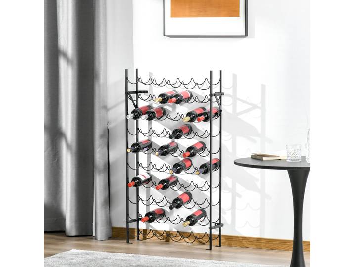HOMCOM Casier à vin Support à bouteilles 60 bouteilles Fixation murale Métal Noir