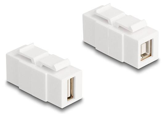 Delock Keystone-module USB 2.0 Type-A naar USB 2.0 Type-B, wit